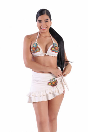 FLOWER SWIMWEAR – Hand-Embroidered Sarong Skirt